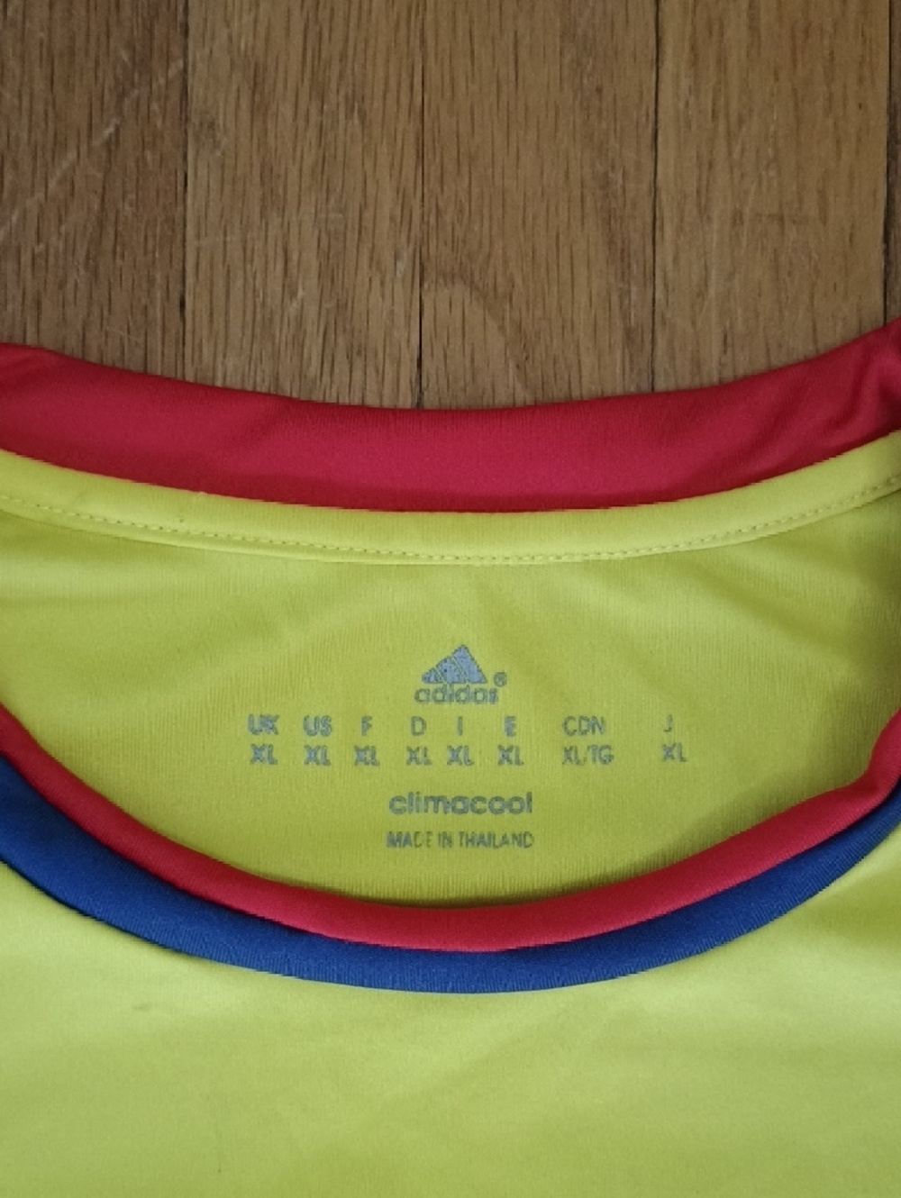 adidas Yellow Colombia-Style Soccer Jersey with Red & Blue Trim - Picture 2 of 4